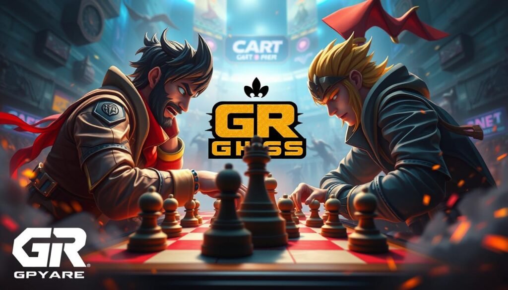 生成一張GR好路棋牌遊戲的對戰場景圖片